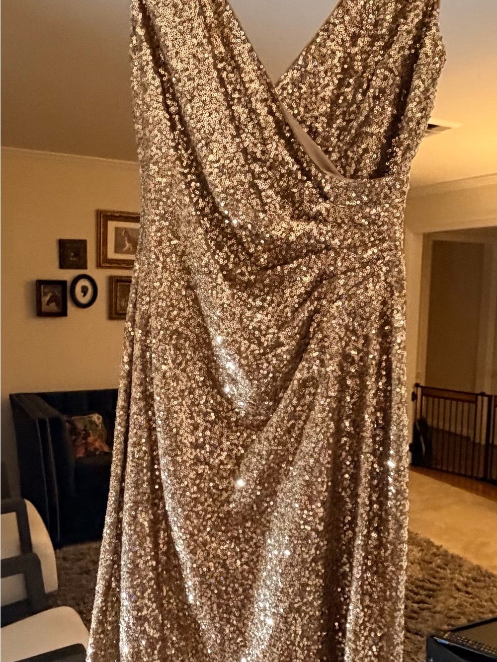 Ralph Lauren Gold Sequin Dress with Green Label size 4